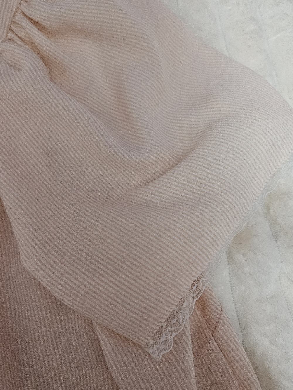 LC Lauren Conrad Peach & White Striped Blouse, Size Large - Picture 5 of 5